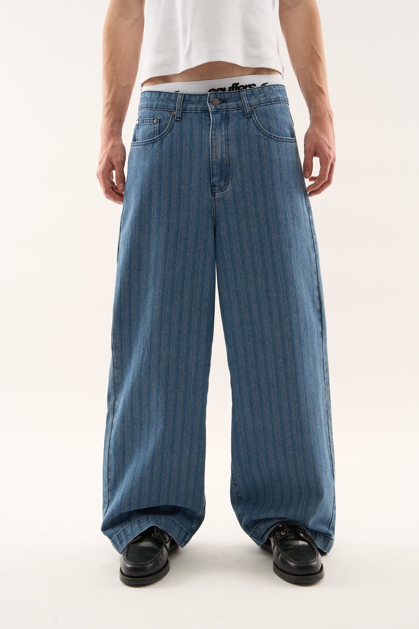 Striped Blue Denim Pants