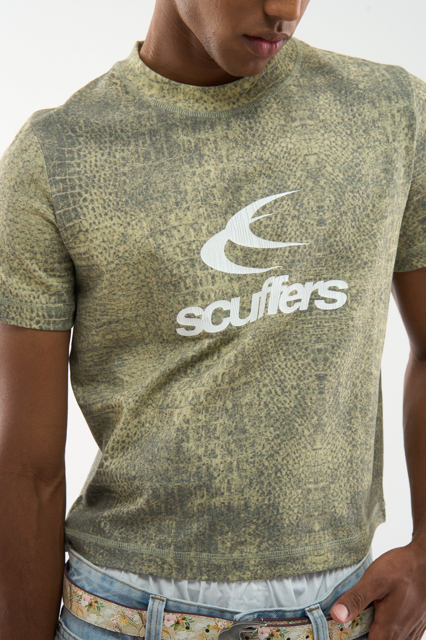 Crocodile Dusty Green Fitted T-Shirt