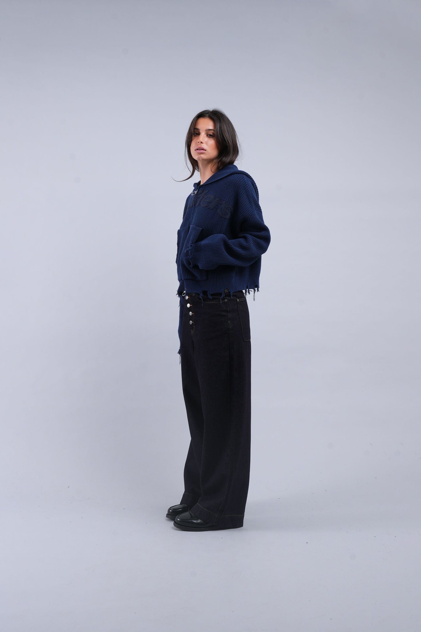 Buzz Navy Knit Zipper