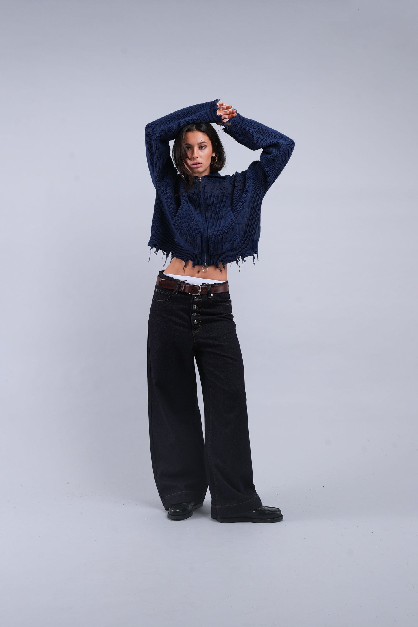 Buzz Navy Knit Zipper