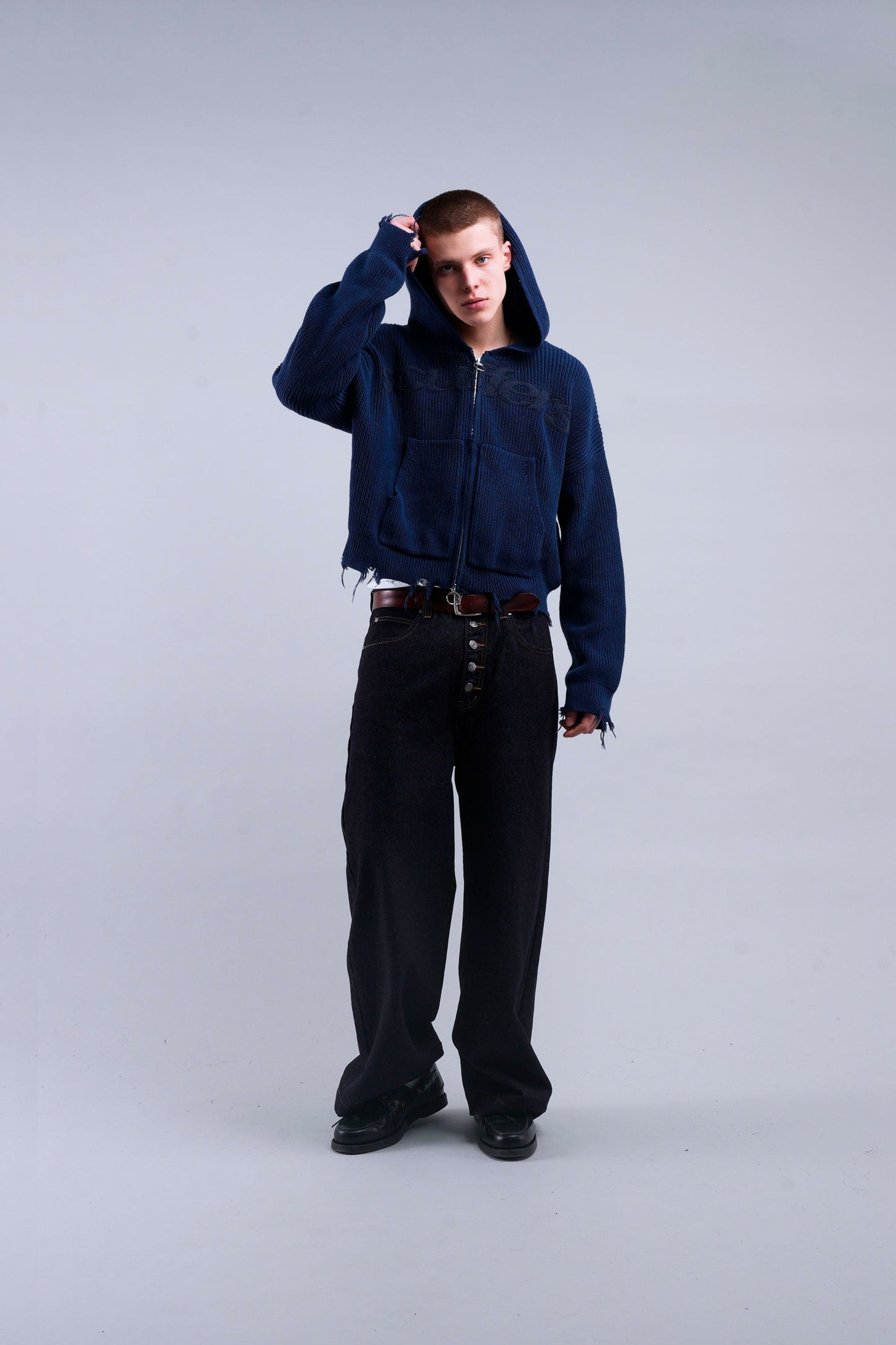 Buzz Navy Knit Zipper