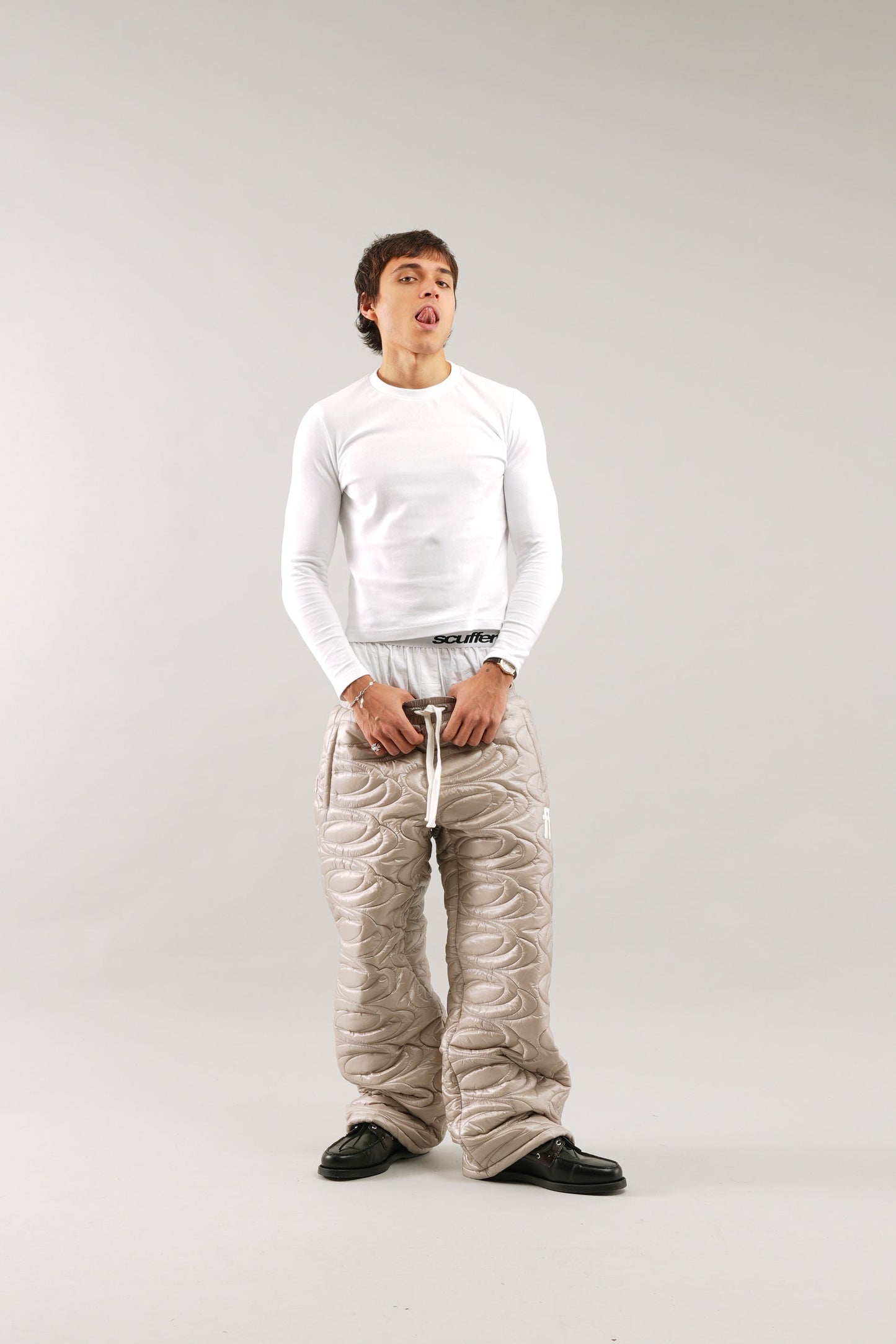 Champagne Quilted Grey Pants