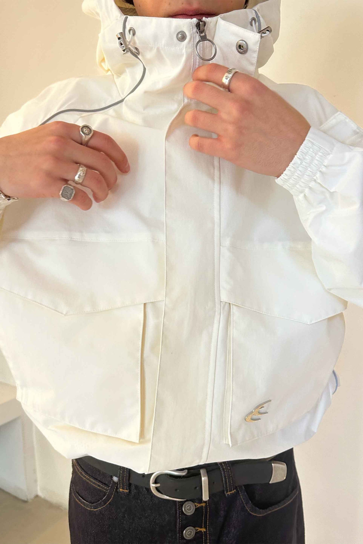 Essential White Windbreaker