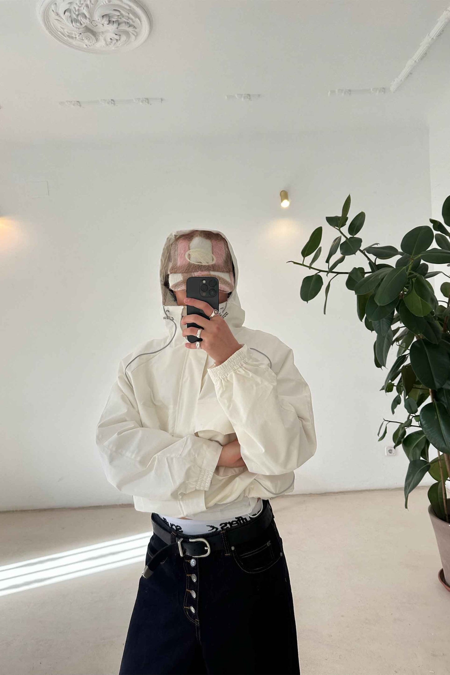 Essential White Windbreaker