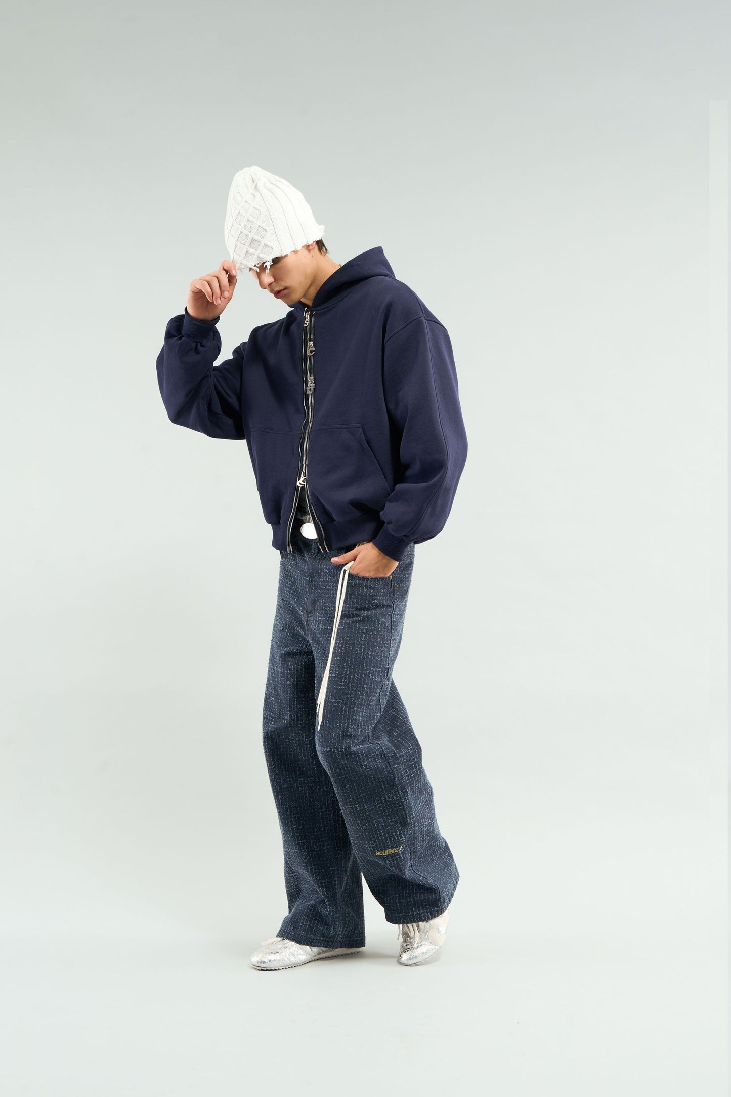 Steel Navy Zipper