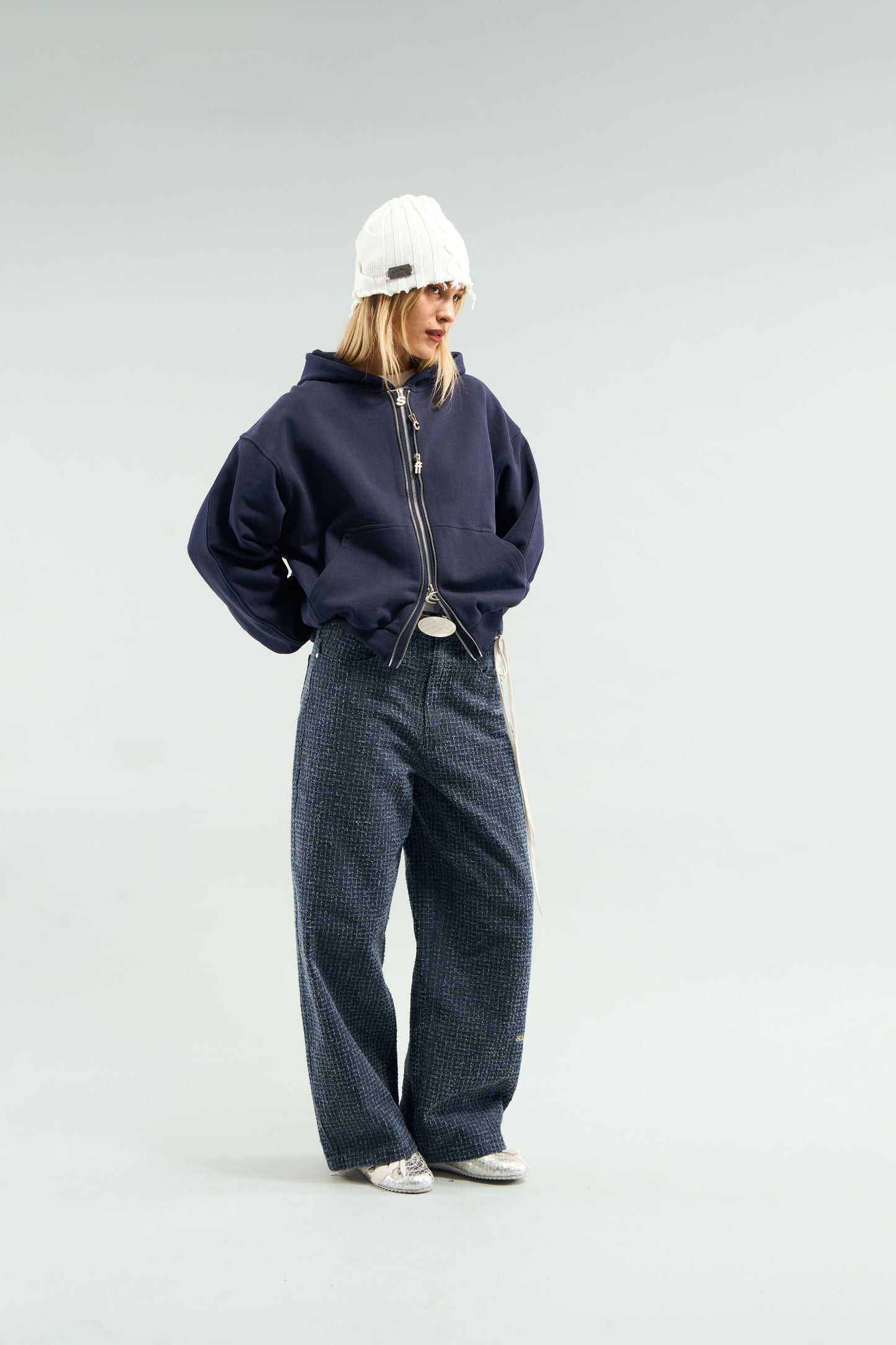 Steel Navy Zipper