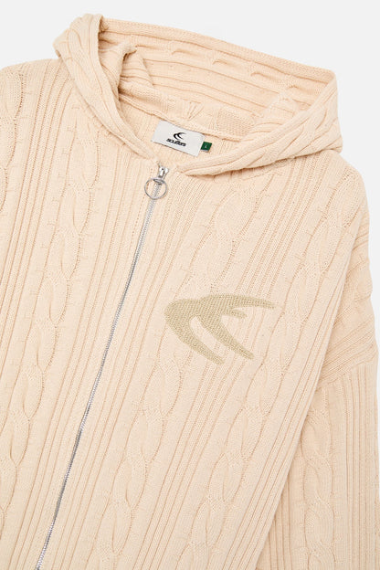 Latte Ecru Zipper Knit