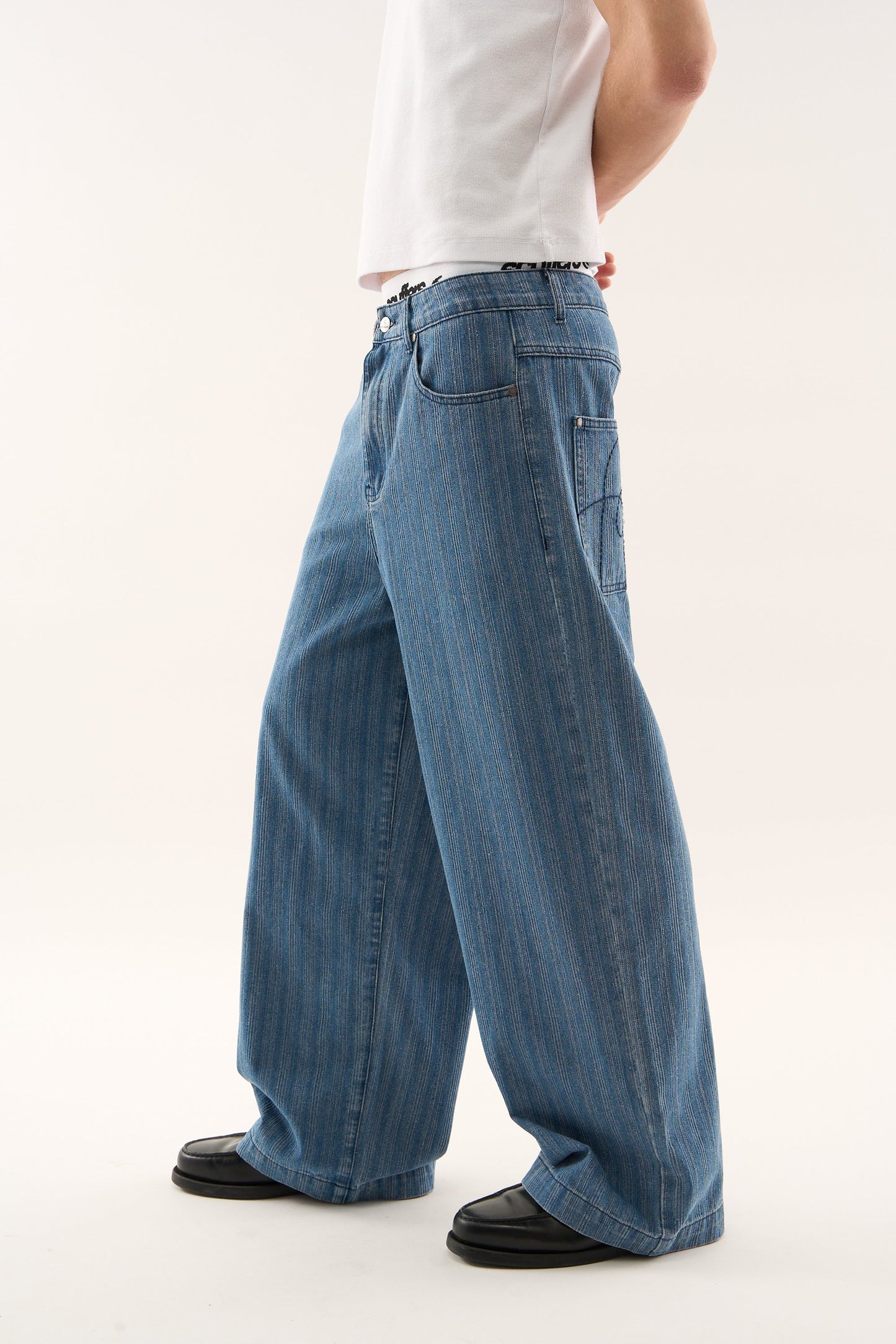 Striped Blue Denim Pants