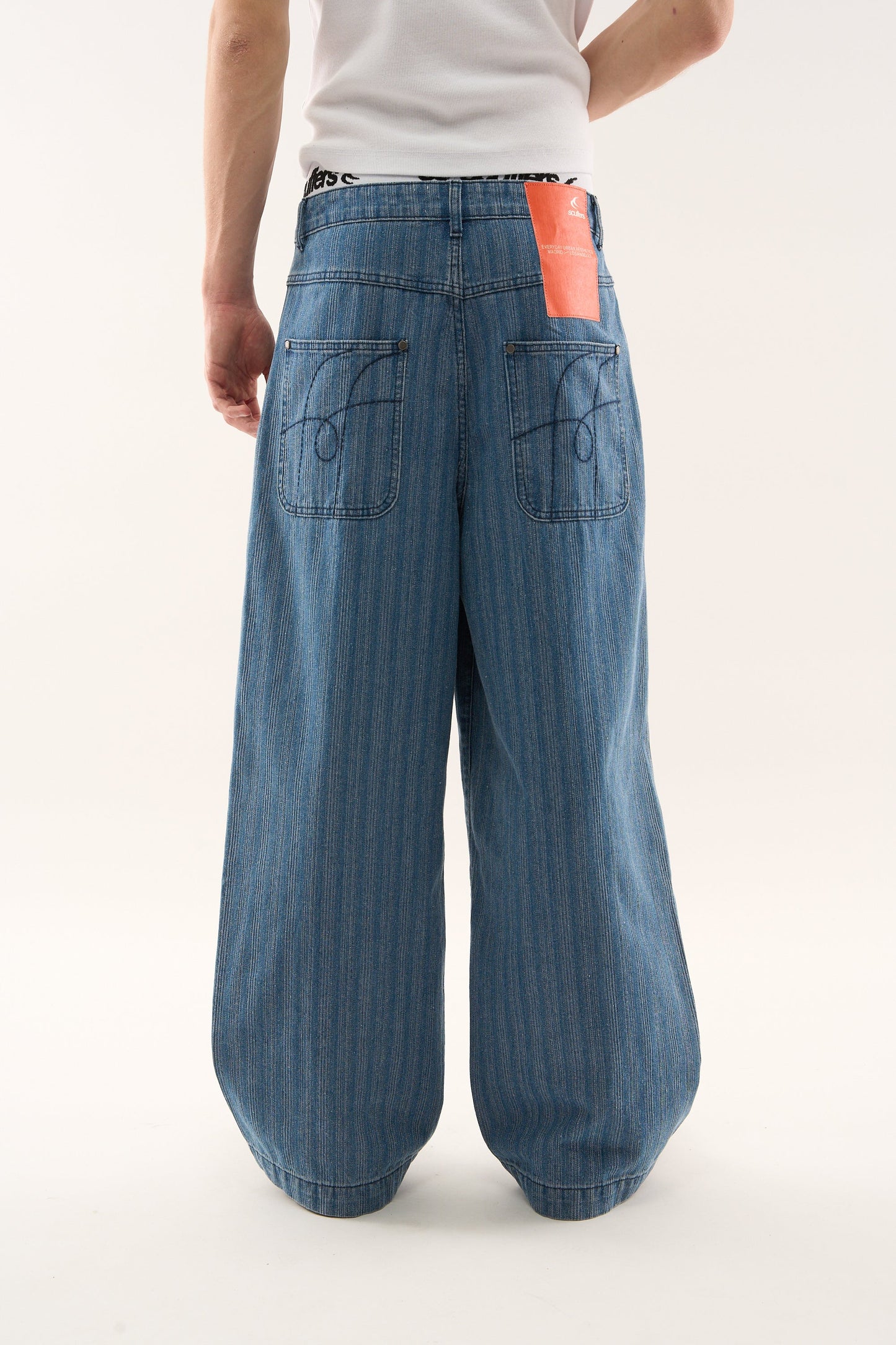 Striped Blue Denim Pants