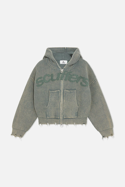 Buzz Dusty Green Knit Zipper