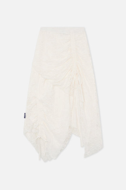 Asymmetric Lace White Skirt