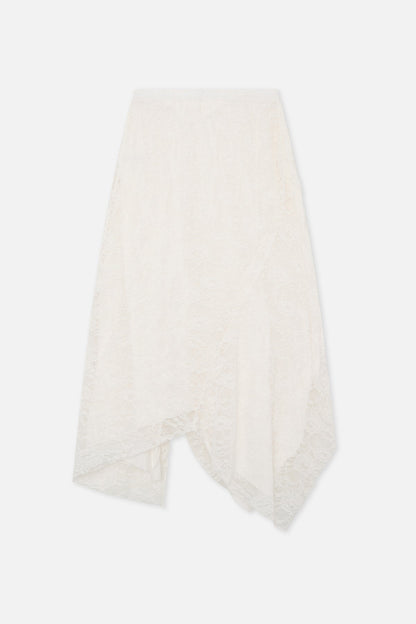 Asymmetric Lace White Skirt