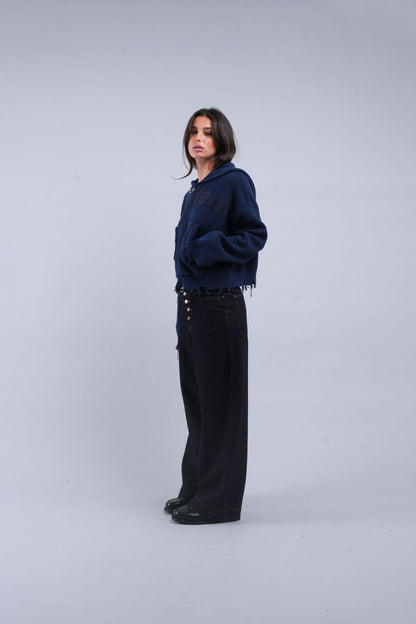 Buzz Navy Knit Zipper