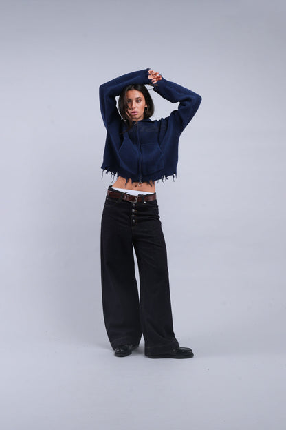 Buzz Navy Knit Zipper