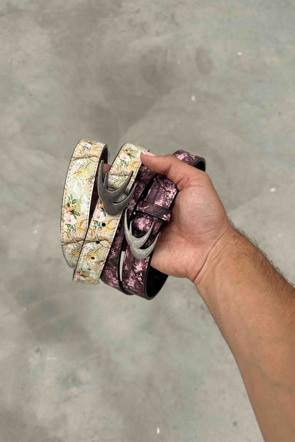 Real Flower Burgundy Belt