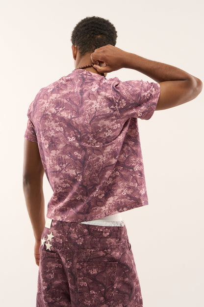 Real Flower Burgundy Fitted T-Shirt