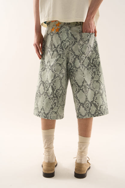 Jumbo Green Snakeprint Shorts